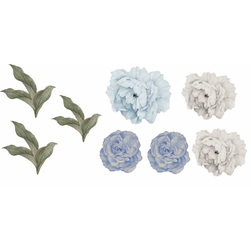 Blue Peony Flower Removable...